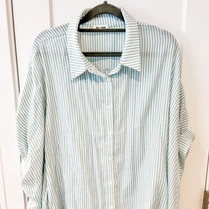 Blue and white striped button-down size medium